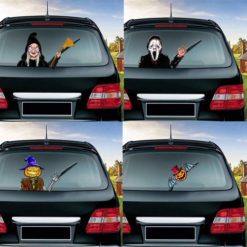 Halloween Car Rear Wiper Waving Sticker Windshield Window Decal Removable