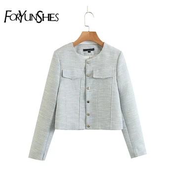 

French Women Retro Slim Short Coats Single Breasted Long Sleeve Jackets Fall Elegant Office Ladies Tops 2020 Autumn Winter