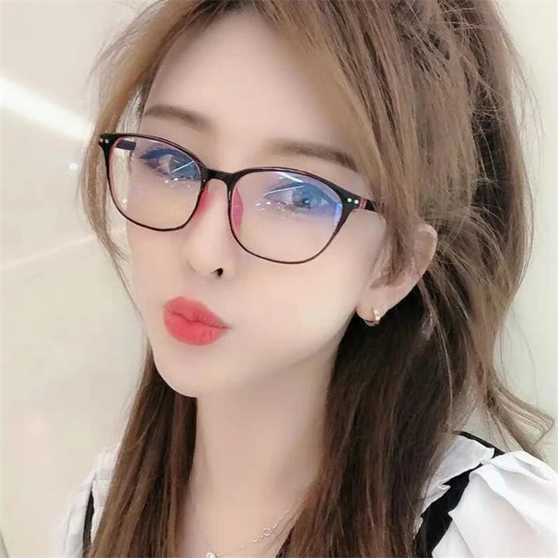 Rivets Finished Myopia Glasses Women Blue Film Coating Oval Nearsighted Eyeglasses -1.0 -1.5 -2.0 -2.5 -3.0 -3.5 -4.0 -4.5 -6.0 5