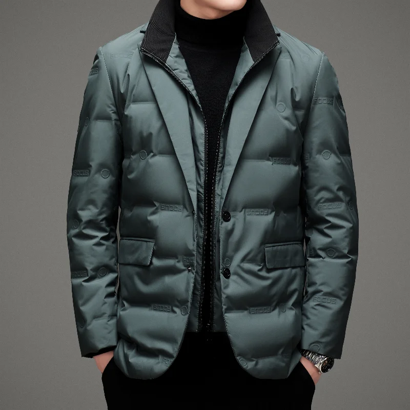 安い販売 白アヒルダウン冬の新メンズユース偽ツーピーススーツ カジュアルファッションダウンジャケット アウトレット口コミ Ongoing Southloopmarket Com