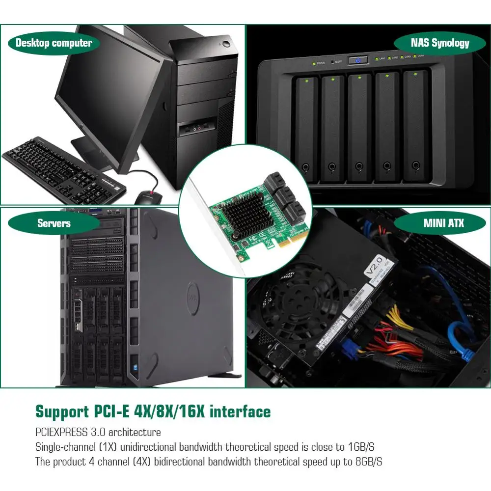 Pci-e к SATA3.0 Плата расширения 6 портов SATA3.0 Riser Card 6G IPFS жесткий диск карта расширения