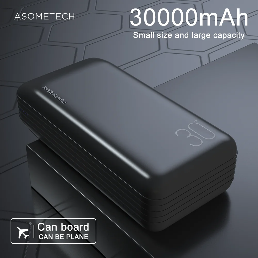  ASOMETECH внешний аккумулятор 30000 мАч Быстрая зарядка зарядное устройство двойной USB Тип C портативный внешний аккумулятор зарядное устрой…
