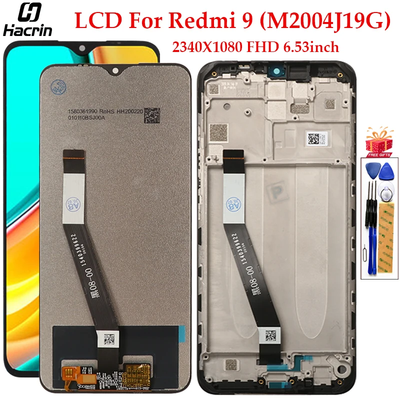Display For Xiaomi Redmi 9 LCD Display Touch Screen With Frame Digitizer Assembly Replacement Display For Redmi 9 LCD Screen