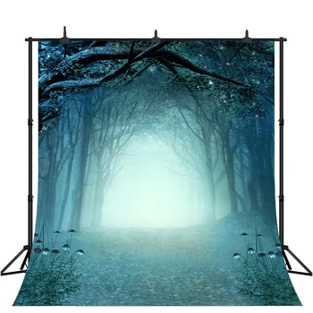 

Halloween Twilight Misty Forest Path Photography Backdrop Ghastly Wood Background Child Baby Photo Shoot Studio Props