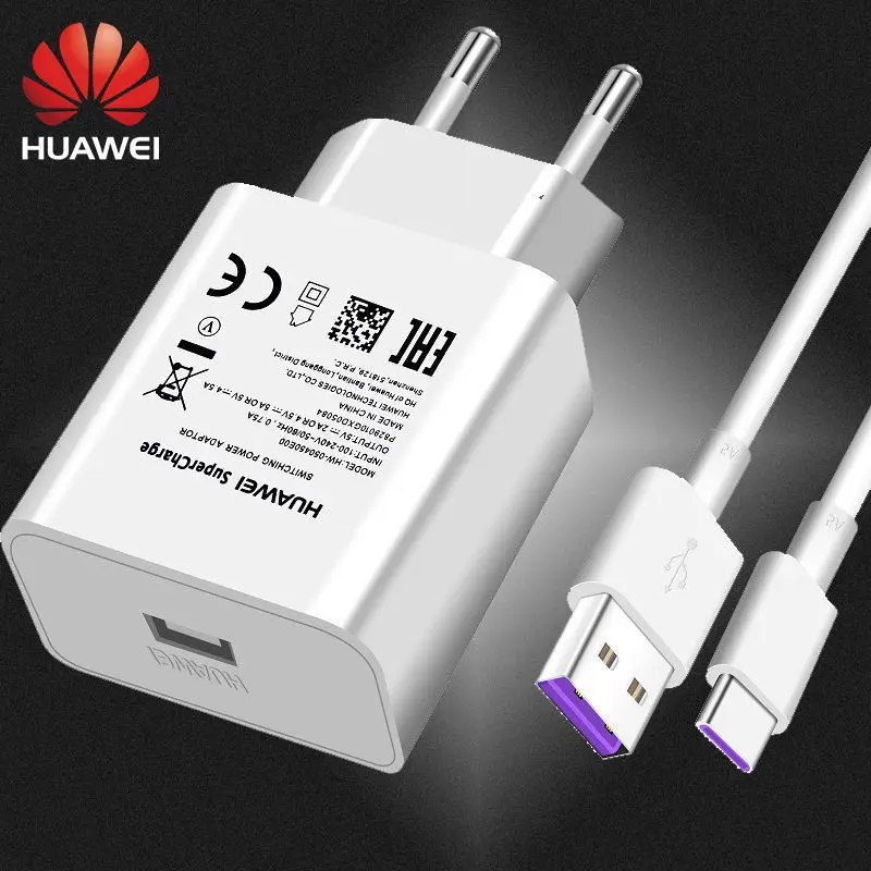 

HUAWEI Originele Fast Charger Mate 9 10 Mate 20Pro P20 Supercharge Quick Travel Wall Adapter 4.5V5A/5V4. 5A Type-C 3.0 USB Kabel