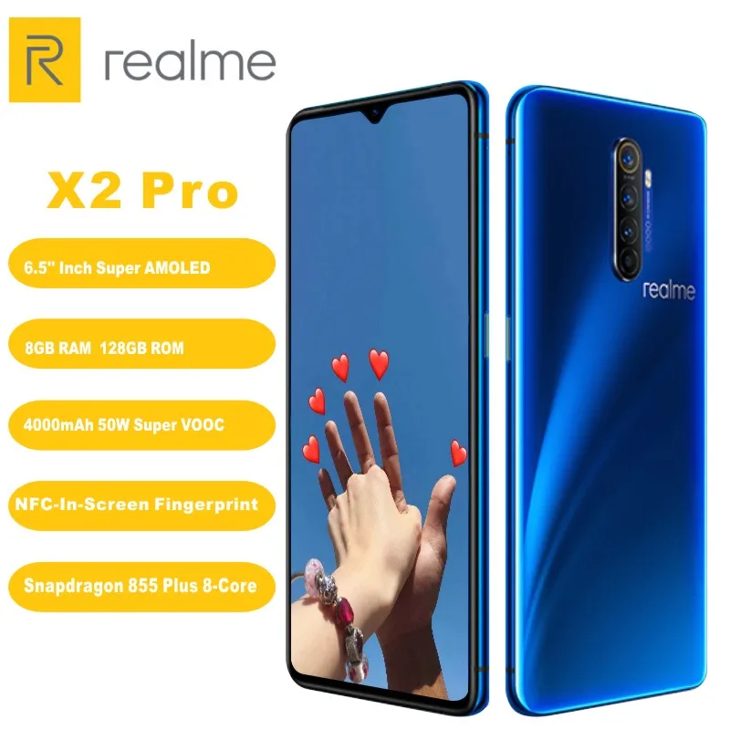 Realme X2 PRO 6 5 дюймов Супер AMOLED экран 8 ГБ + 128 Snapdragon 855 плюс Восьмиядерный 64 мп