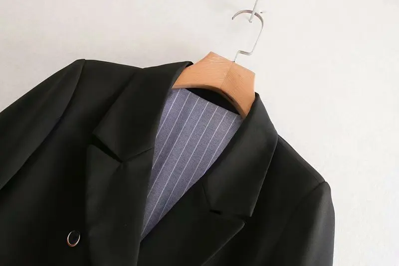 

Europe And America 2019 Autumn New Style Back Stripes Joint Suit Coat Double Breasted Mid-length Tops K4-0422