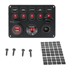 Panneau de commutation pour bateau, voiture, étanche, numérique, double Port USB, voltmètre, sortie 12V, combinaison LED Marine, 5 gangs