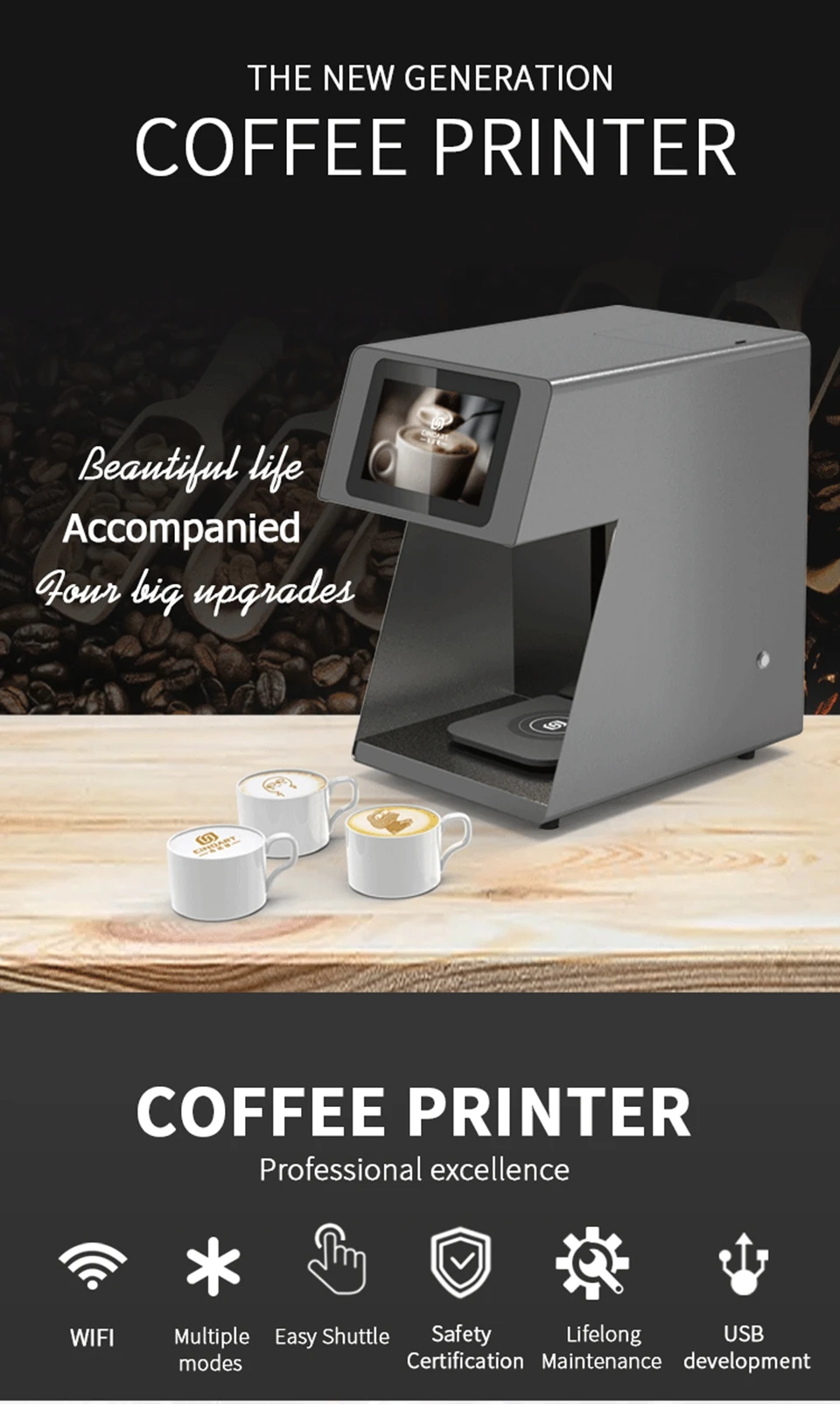 Jetvinner селфи кофе принтер пищевая печатная машина для кофе, торта, хлеба, пива, шоколада, желе, макарон