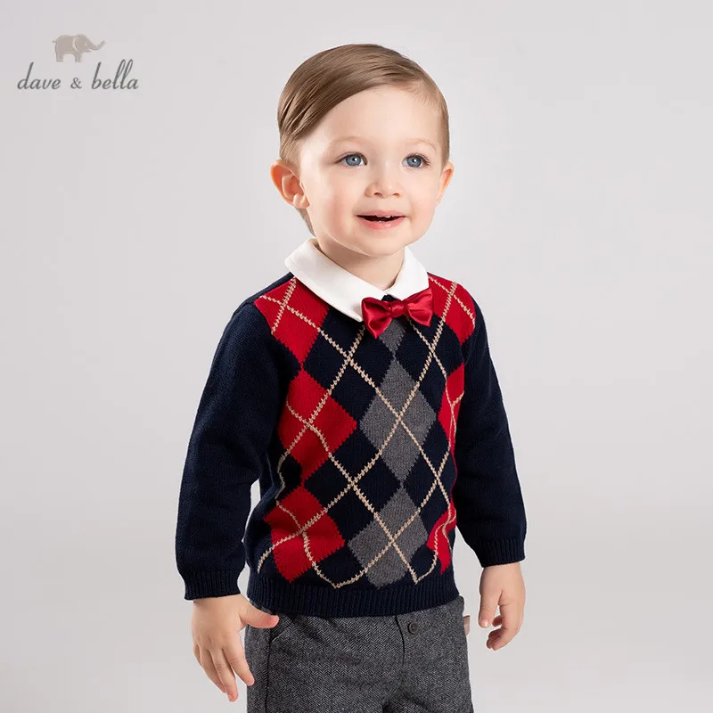 

DB11424 dave bella autumn knitted sweater infant baby boy long sleeve pullover kids toddler tops children knitted sweater