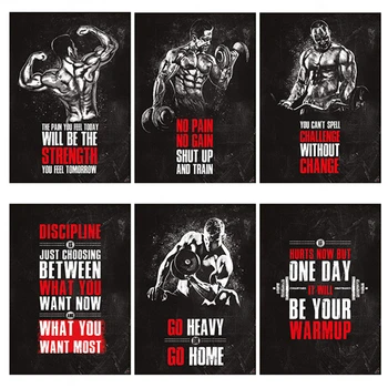 

Muscle Bodybuilding Fitness Motivational Quotes Art Canvas Painting Poster Wall Picture Print for Home Gym Office Decor