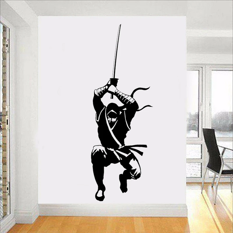 Pegatina Ninja Guerrero Japonés – Vinilo Decorativo Pared, Efecto Sombra Hitman, Fácil Aplicación
