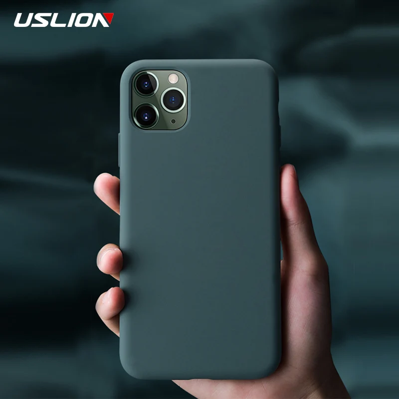

USLION Solid Color Phone Case For iPhone 11 Pro Max X XR Xs Max Soft TPU Simple Candy Color Back Cover For iPhone 6 6s 7 8 Plus