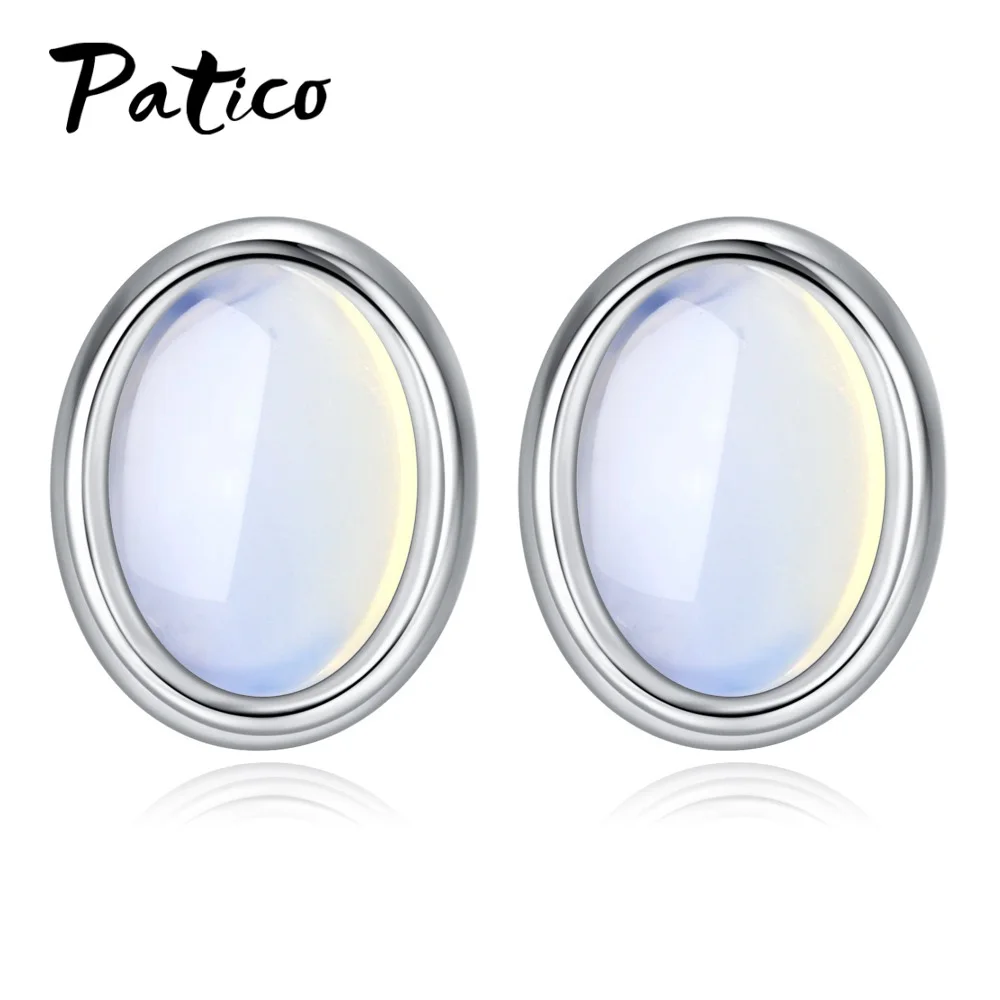 Корейский опал камень 925 Серебряный, овальной формы серьги гвоздики для женщин хрящевой пирсинг сережки модные ювелирные изделия