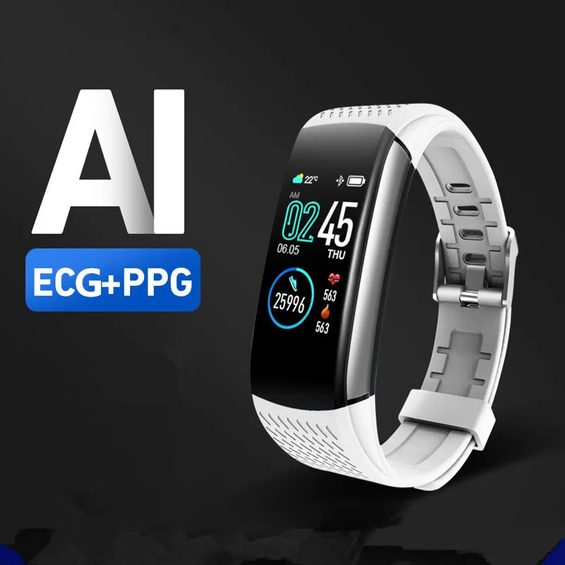 

C18 ECG PPG Smart Bracelet Heart Rate Monitor AI Smart Watch Blood Pressure USB Direct Charging Novel1.08inch IPS Screen