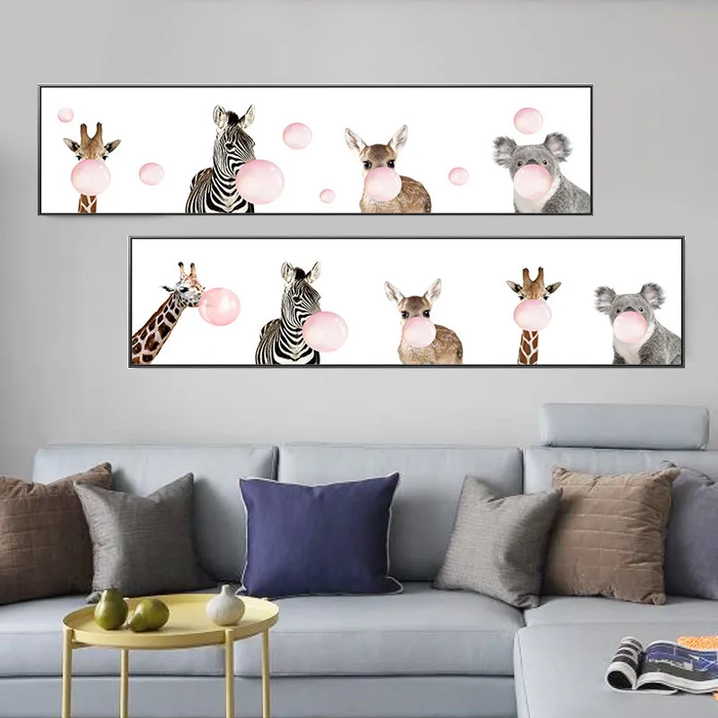 

Современные животные Косплей собака пузырь Зебра мультфильм настенная Картина на холсте постер картина для детской гостиной домашний декор