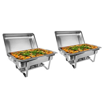 

ZOKOP 9L 2Pcs Food Grade Stainless Steel Rectangle Buffet Chafer Furnace for large gatherings events buffets hotel breakfast