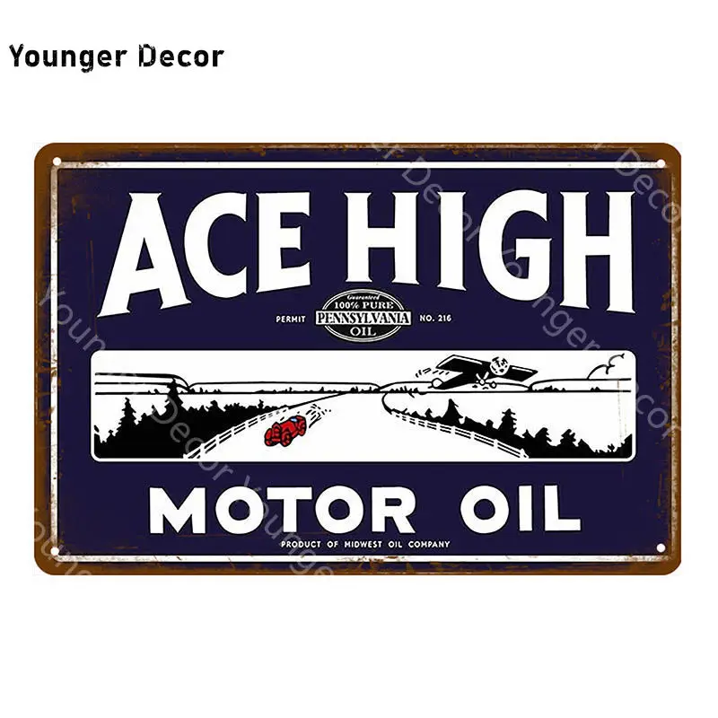 Ace High Motor Oil жестяной знак Socony бензиновый металлический постер настенная живопись