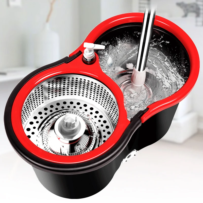 

iFun Easy wring Microfiber Spin Mop & Bucket Floor Cleaning System Stainless Steel Handle with 1 Extra Refill