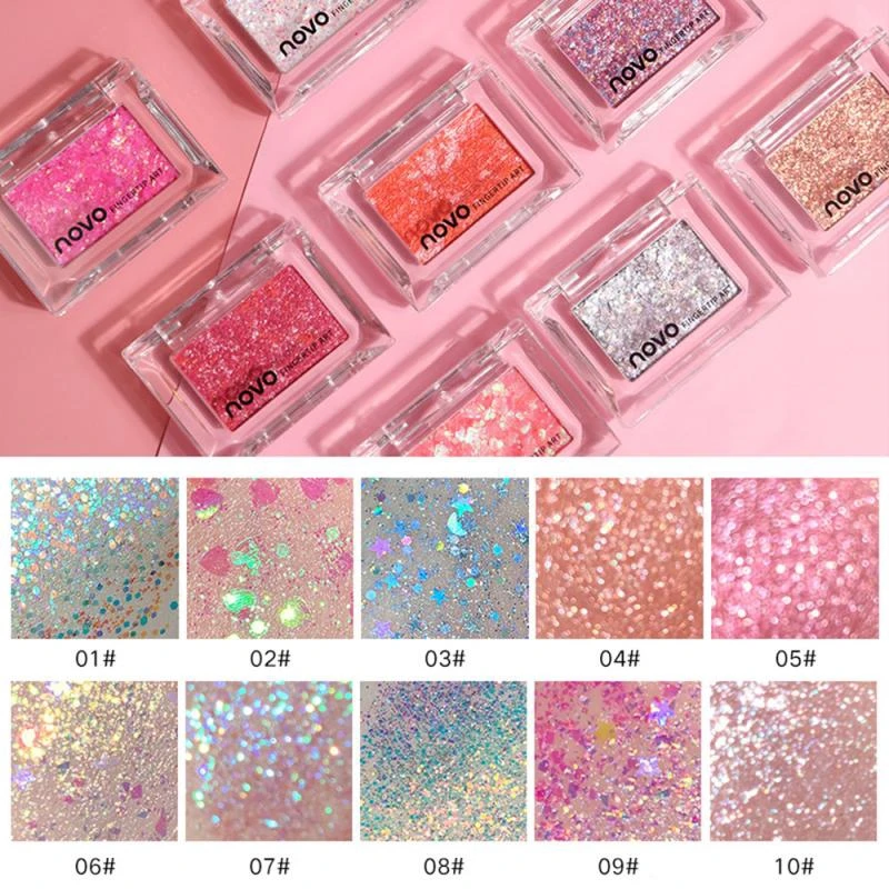 NOVO Eyeshadow Palette 10 Color Glitter Eye Shadow Brighten Long-lasting Eye Makeup NOVO Eyeshadow Palette 10 Color Glitter Eye Shadow Brighten Long-lasting Eye Makeup
