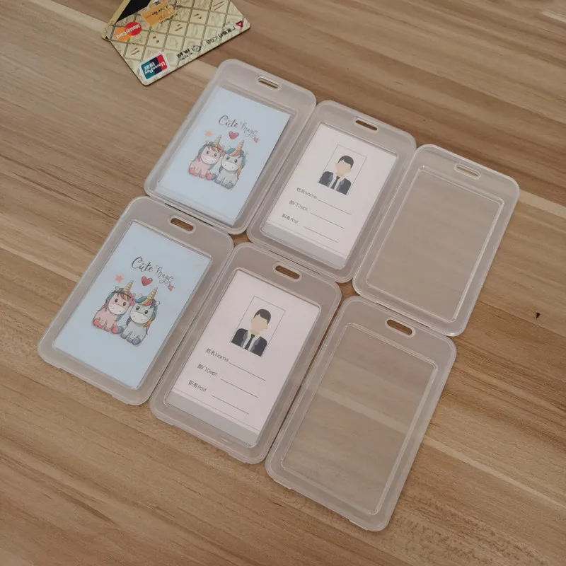 5pcs / 10pcs Transparent Plastic Card Holder Cover Card Holders Women Men Kids ID Name Cards Protector Cover for Bank Bus Credit