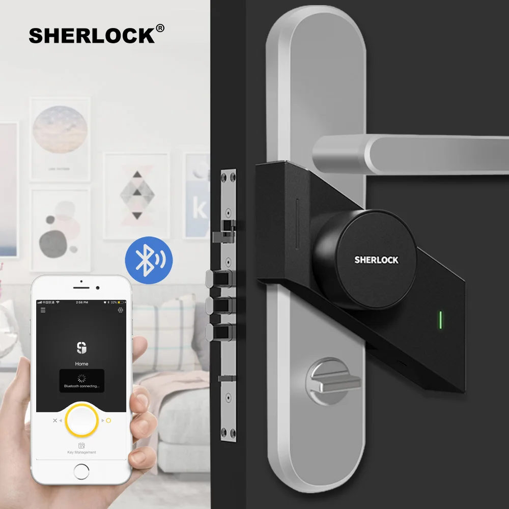 Tanie Sherlock S2 linii papilarnych + hasło elektroniczny zamek do drzwi domu Keyless elektryczny inteligentny zamek Bluetooth aplikacja bezprzewodowa sterowane telefonem