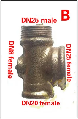 DN20/25 3/4 way медные фитинги 4 Way hose Трубчатый Адаптер conector Женский Мужской резьбовой выключатель давления насоса аксессуары