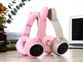 

New Arrival LED Cat Ear Noise Cancelling Headphones Bluetooth 5.0 Young People Kids Headset Support TF Card 3.5mm Plug With Mic
