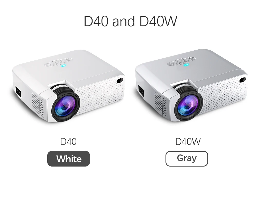 Aon светодиодный мини-проектор D40W, видеопроектор для домашнего кинотеатра. 1600 люмен, поддержка HD, беспроводной синхронизация дисплея для iPhone/Android телефона
