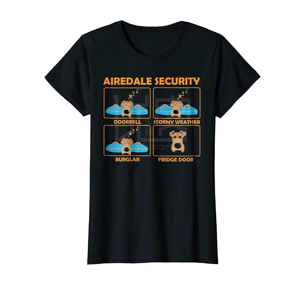 2018 модная забавная футболка с коротким рукавом Airedale Security