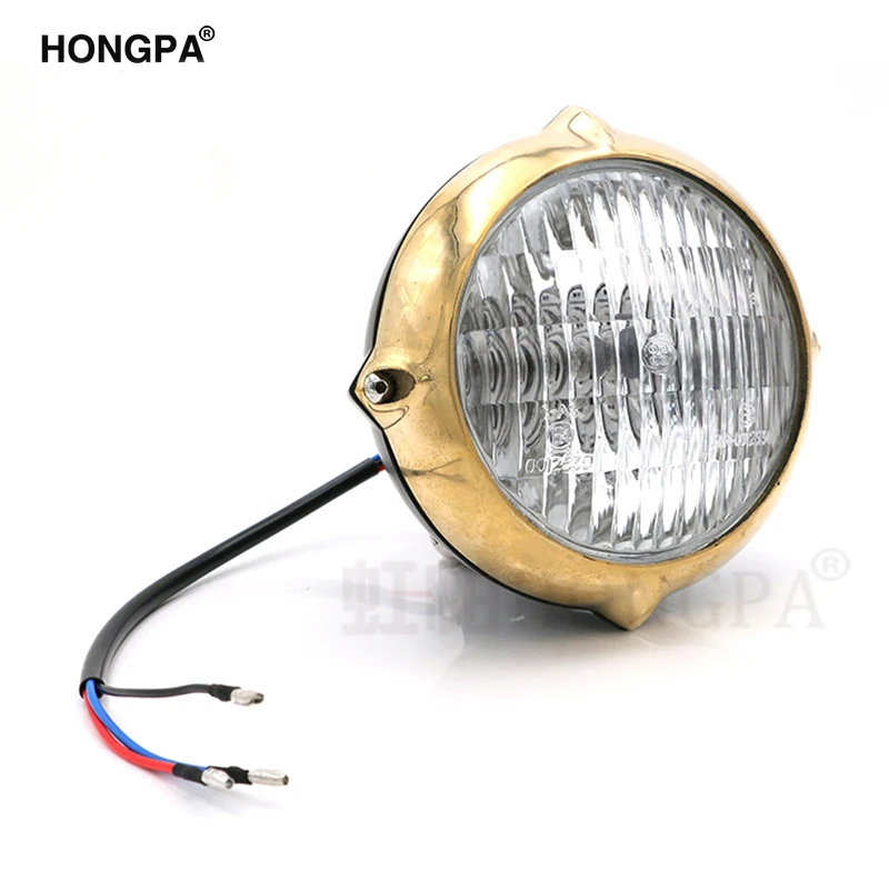 Ретро мотоцикл H4 55 Вт латунь передняя фара старой школы фара для Harley Softail Chopper Dyna Кафе Racer на заказ