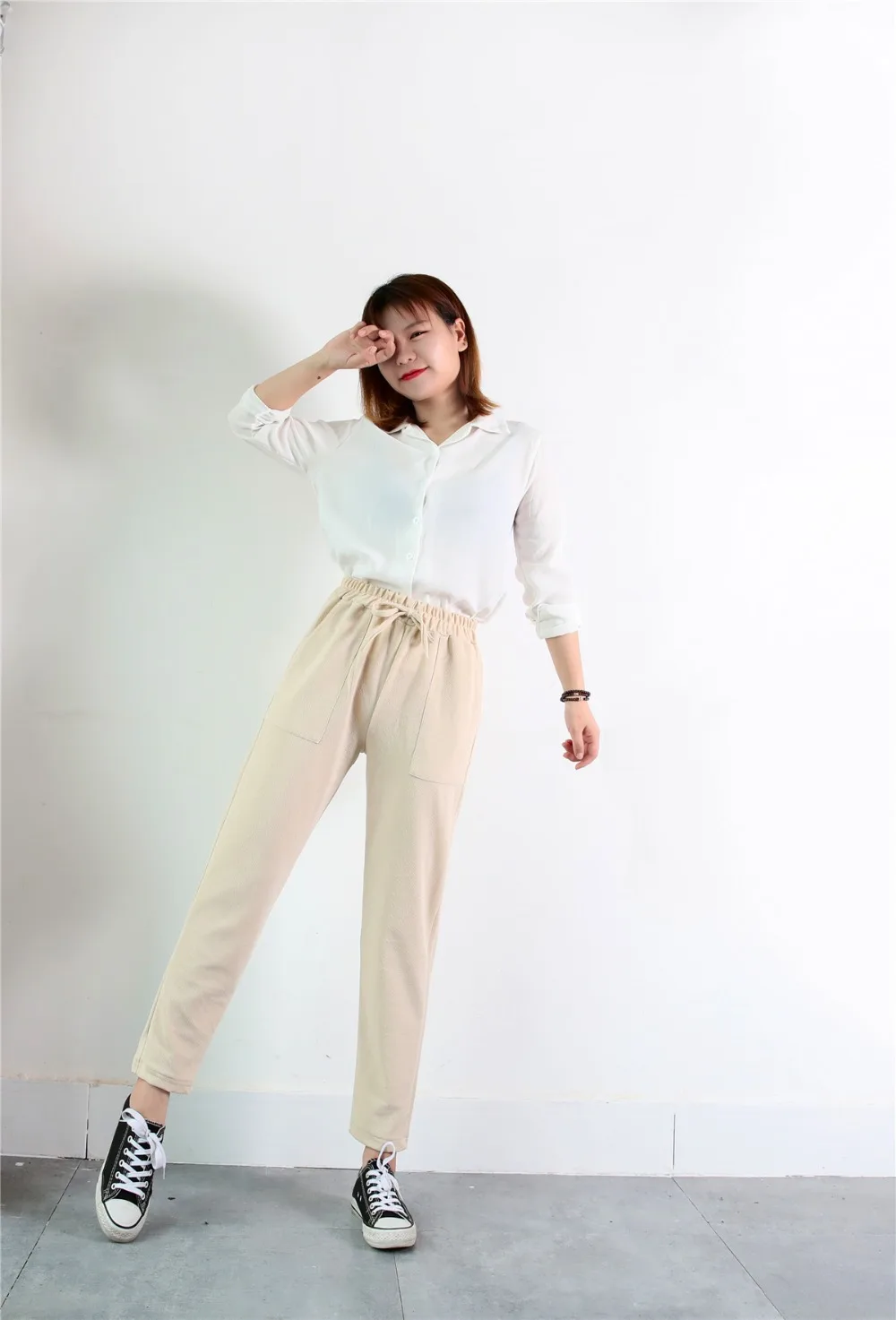 Women pants Spring Summer fashion female Solid high Waist loose harem pant pencil trousers Casual Cargo pants streetwear