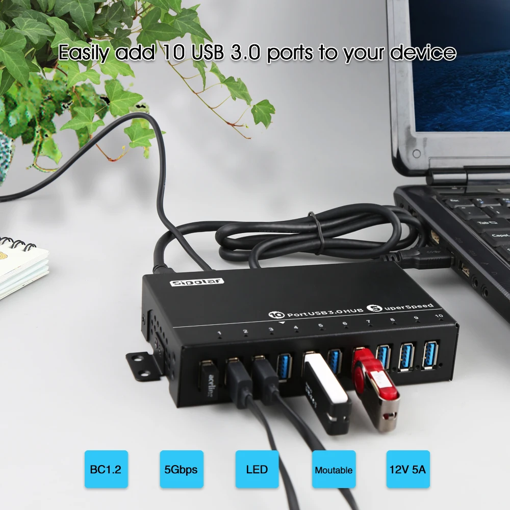 Sipolar A-103 Ultra high Speed 10 port usb 3.0 hub multi charger hub splitter for computer accessory Mobile phone Tablet Miner 3