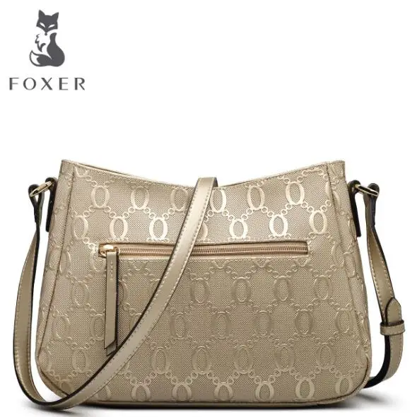 FOXER, Брендовая женская сумка, модная, на цепочке, тиснение, коровья кожа, сумка через плечо, сумка-мессенджер для женщин, женские сумки на плечо
