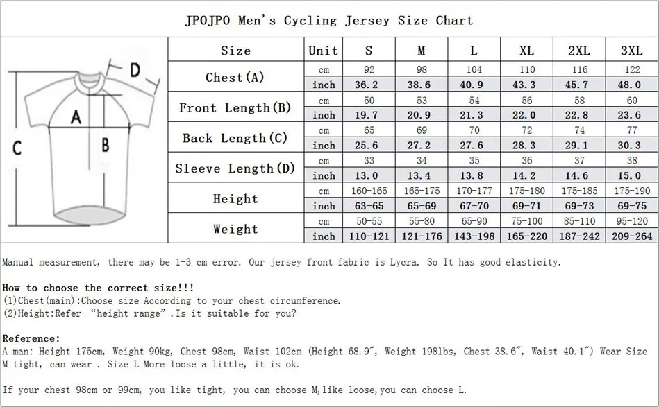 4-Pockets Polyester Reflective Zipper Men's Bike Tops S-3XL JPOJPO Racing Cycling Jersey Men 