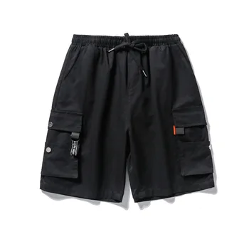 

EWQ / men's wear summer new shorts male tide high street loose function patchwork pocket ribbon casual knee length pants 9Y2220