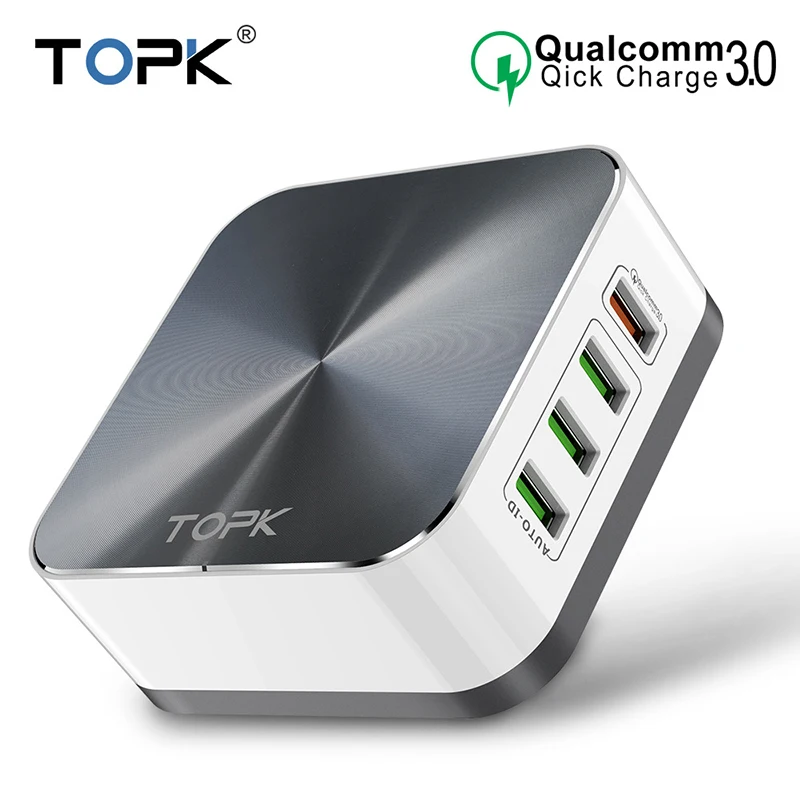 

TOPK 50W Quick Charge 3.0 USB Charger 8 Port USB Mobile Phone Desktop Fast Charger for iPhone Samsung Xiaomi EU US UK AU Plug