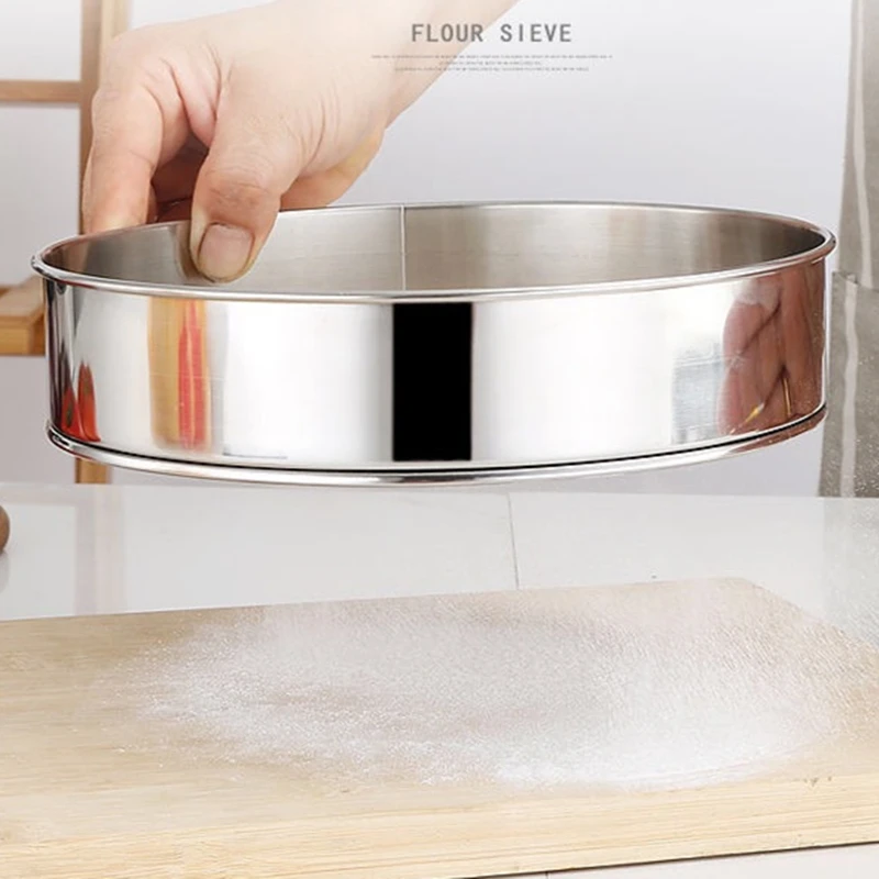 Description Picture 4 of item15cm-30cm Stainless Steel Flour Sieve Hand-Screened Strainer Round Tea Sugar Fine Mesh Sifter Baking Pastry Kitchen Food Tools