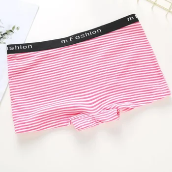 

Cotton Striped Boyshort Ladies Underwear Women Panties High Waist Breathable Boxers Shorts Knickers Intimates Lingerie 3pcs/lot