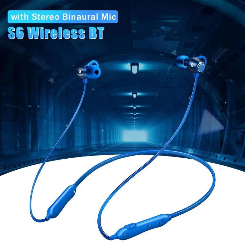 S6 Neckband Wireless Bluetooth Earphone Sport headset with Microphone For iPhone 7 8 X samsung xiaomi huawei android