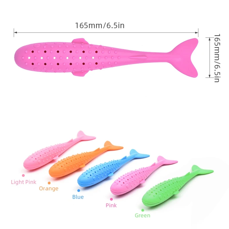 Interactive Cat Catnip Toys Fish Shape Toothbrush Refillable Catnip Simulation Fish Silicone Teeth Cleaning Chew Pet Cats Toy