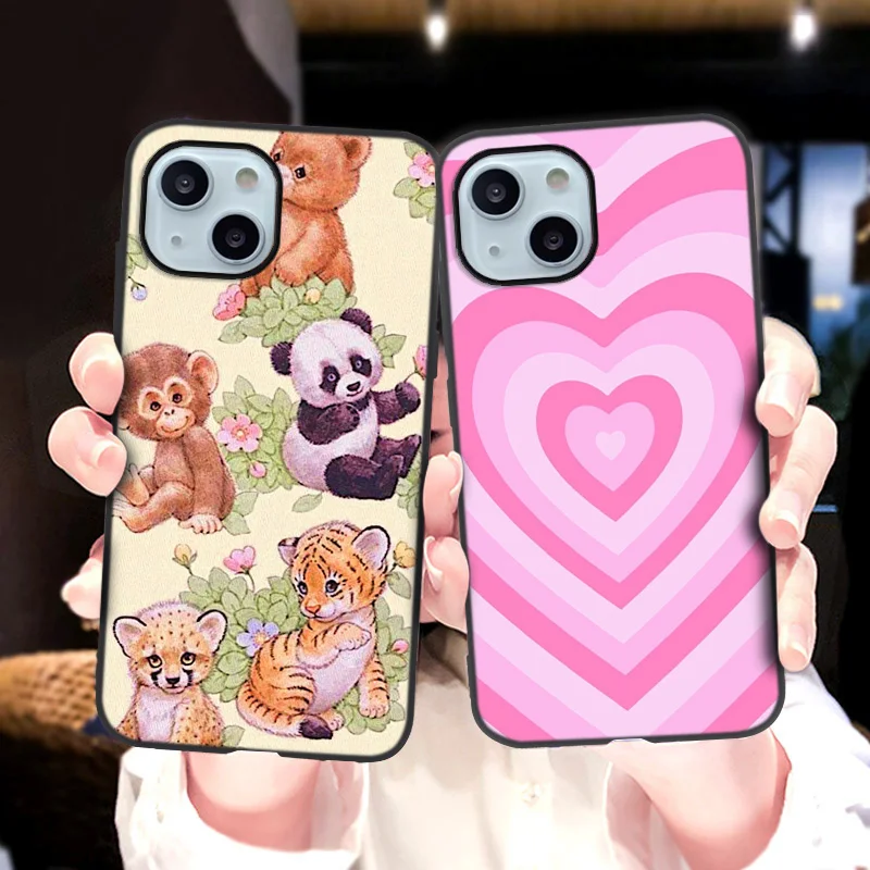 Fundas for Vivo Y11 2019 Case Vivo Y95 Y93 Y91 Y89 Y85 Y81 Y79 Y75 Y70 2020 Y55 Y53 Y52 5G Y22 Y20 Love Heart Black Phone Cover