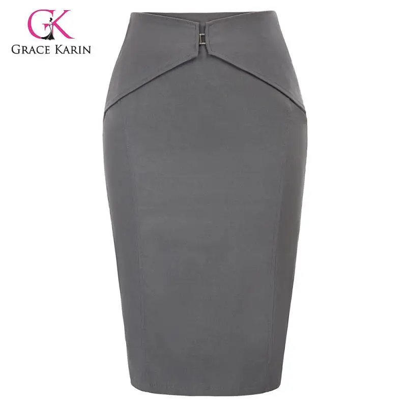 

Grace Karin Women Elegant Pencil Skirt for Business Office Work Ladies Bodycon Back Split High Waist Stretch Skirts Knee Length