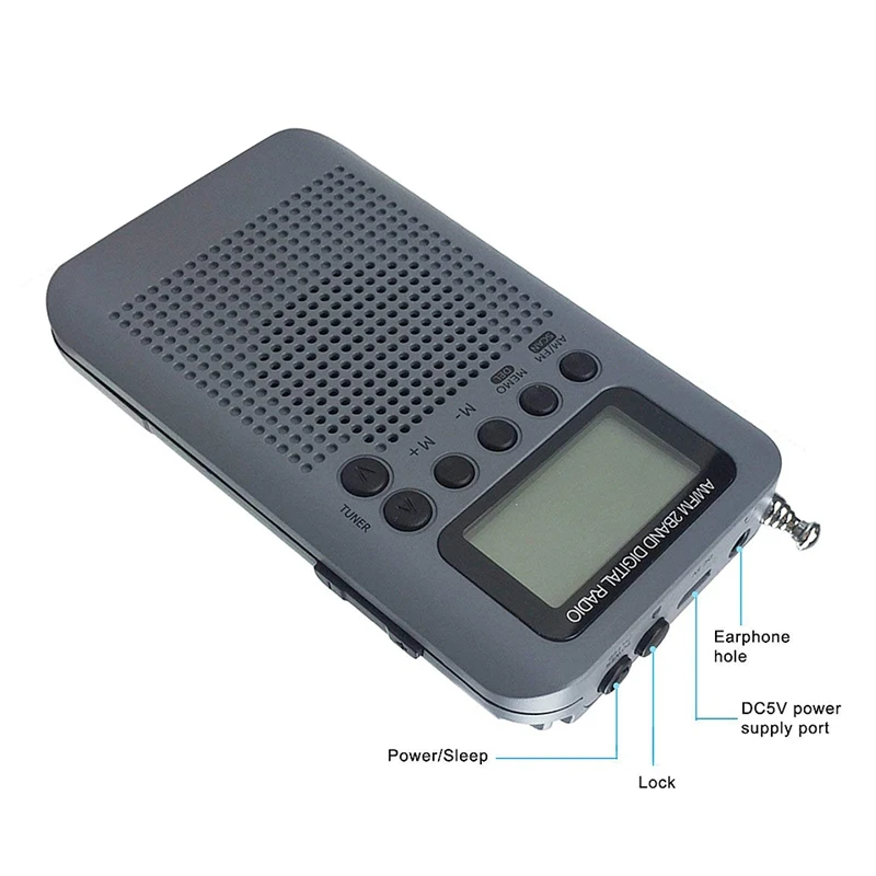 ABKT-Mini Lcd цифровой FM/AM радио динамик с будильником и функцией отображения времени 3,5 мм разъем для наушников и кабель для зарядки