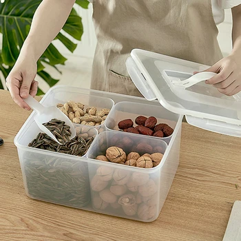 

4L/8L Large Capacity Food Storage Box with Removable Compartments Portable Airtight Container Pantry Organizer Rangement Cuisine
