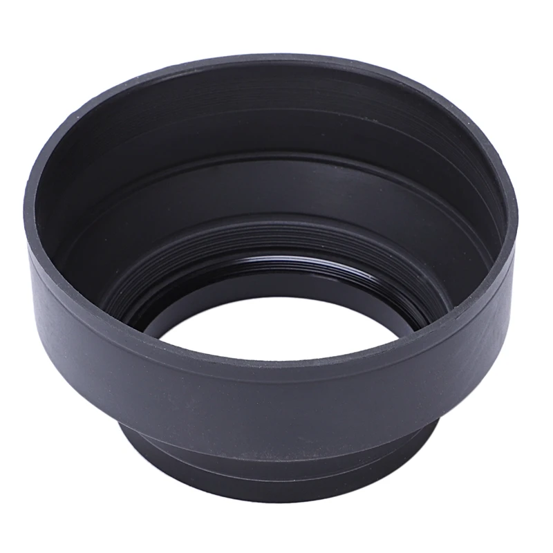 Collapsible 3-Stage 67mm Screw In Rubber Lens Hood for DSLR Camera