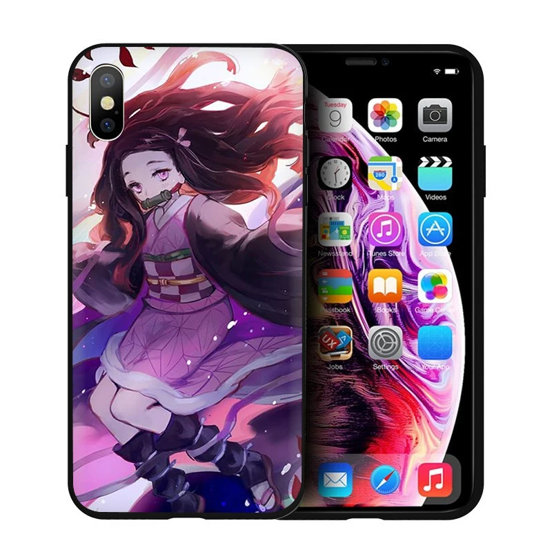 B12 EWAU аниме Kimetsu no Yaiba Мягкий силиконовый чехол для телефона iPhone 5 5S SE 6 6s 7 8 plus X XR XS 11 Pro Max - Цвет: B12