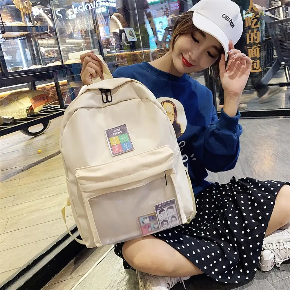 

Cartoon Nylon Backpack For Women 2019 Large Capacity Solid Color Waterproof Nylon Casual Backpack Teenager Kawaii School Bag #15