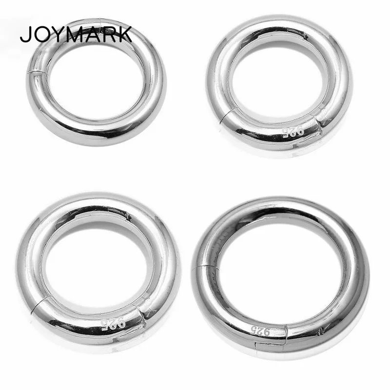 

4 Sizes Smooth Round Real 925 Sterling Silver Lock Clasps For Fine Jewellery Making 15mm 16mm 18mm 20mm 2pcs/lot SC-CZ074