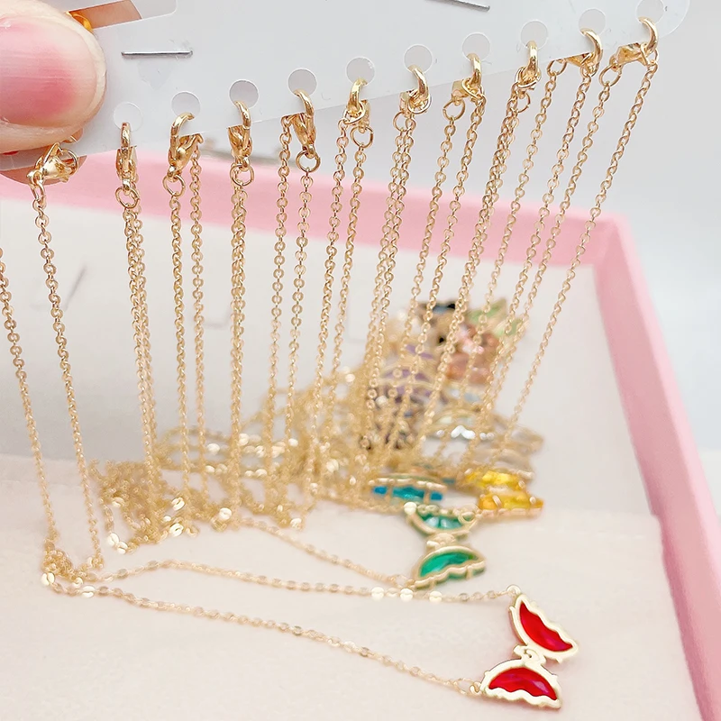 Kpop Glänzende Nette Schmetterling Anhänger Halskette Für frauen Cocktail-Party Halskette Damen Bunte Kristall Schmetterling Halskette – Detail 6